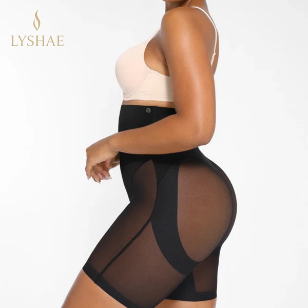 Lyshae siyah yüksek bel dikişsiz toparlayıcı korse, şeffaf detaylı ince kumaş, vücut şekillendirici şık korse modeli, rahat iç giyim, ince gösteren korse